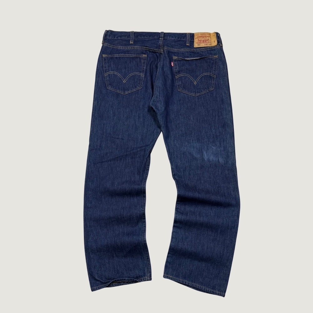 Levis 501 Original Fit Straight Leg Jeans Dark Wash Indigo Blue W42 L32